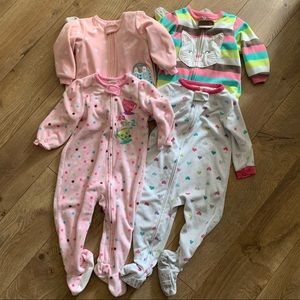 18m Girl fleece Footed pajama bundle